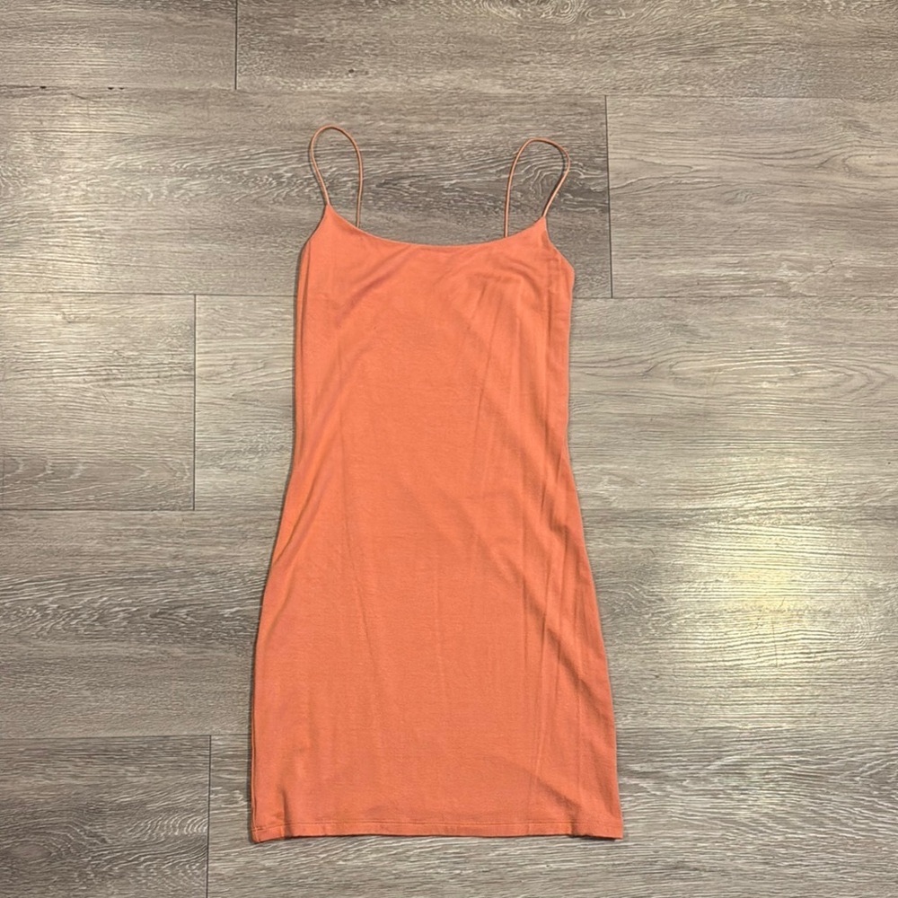 WILFRED FREE • Coral / Orange Tiny Dress • Spaghetti Strap Mini Rayon Dress • XS